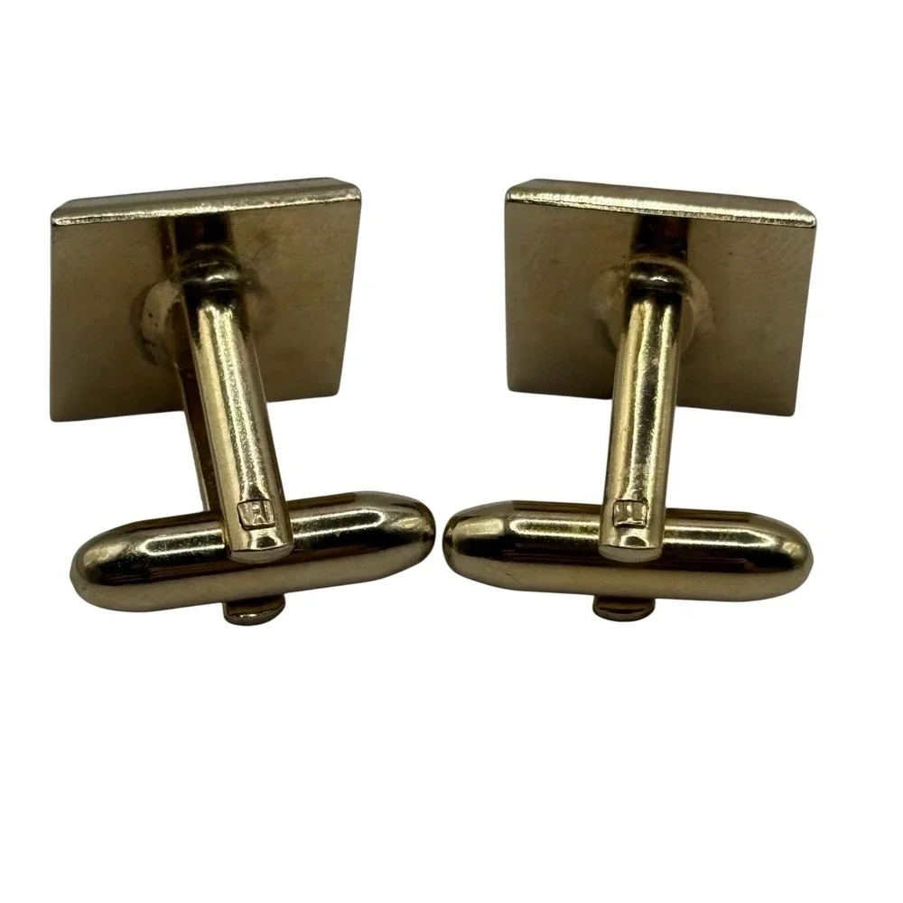 Initial L Monogram Hickok‎ USA Cufflinks Letter Vintage Two Tone Script Square